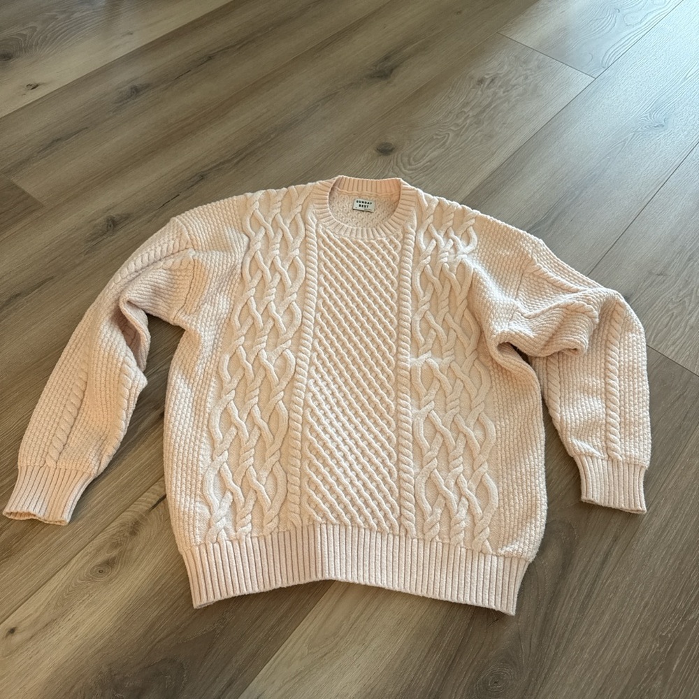 Aritzia Soft Pink Cable Knit Sweater